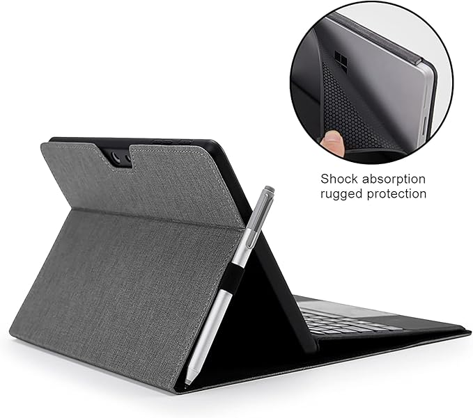 Omnpak Protective Case for Surface Go 4 2023/Go 3 2021/Go 2 2020/Go 2018 with Stylus Holder, Multiple Angle Slim Lightweight Cover, Compatible with Type Cover Keyboard（Keyboard Not Included）