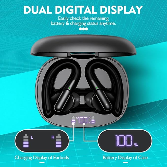 APEKX True Wireless in-Ear Bluetooth Earbuds - Effortlessly Switch Between Daily and Sports wear, Compatible with iPhone and Android, Perfect for Gym, Sports, Running and Gaming - Black