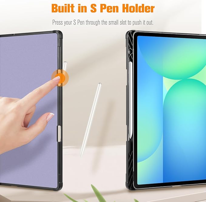 Fintie Case for Samsung Galaxy Tab S10 FE Plus 13.1 Inch 2025 Model (SM-X620/X626) with Built-in S Pen Holder, Multiple Angle Portfolio Business Cover with Pocket Auto Sleep/Wake, Lilac Marble