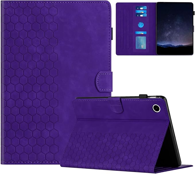 DTangLsm Case for Samsung Galaxy Tab A9 Plus/A9+ 5G 11 Inch 2023 (SM-X210/ X216/ X218) Multi-Angle Viewing PU Leather Smart Folio Stand Cover for Galaxy Tab A 9+ Case with Pen Holder, Honeycomb Purple