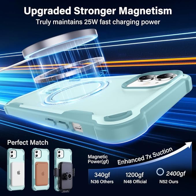 Designed for iPhone 12 & 12 Pro Case with Magnetic Stand [Military Drop Protection][Compatible with Magnet] Shockproof 12 & 12 Pro Phone Case with Ring Holder, Green