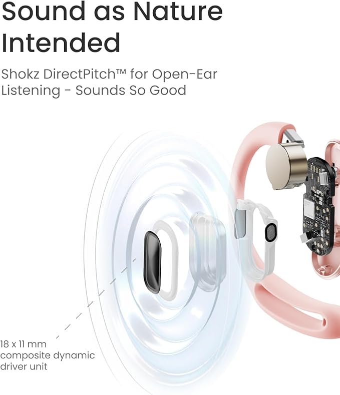 SHOKZ OpenFit Air - Open-Ear Headphones, True Wireless Earbuds, Water Resistant, Secure Earhooks for Daily Use, Pink