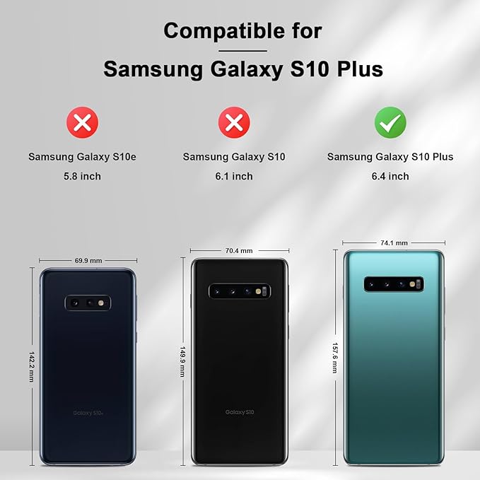 Jasonyu Flip Wallet Case for Samsung Galaxy S10 Plus,Leather Magnetic Folio Cover with Card Holder,Kickstand - TPU Shockproof Durable Protective Phone Case,Black