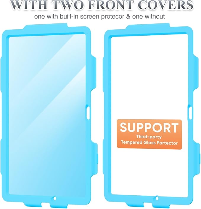 SEYMAC stock Case for Samsung Galaxy Tab A9+ Plus 11'', Full-Body Drop Protection Case with Screen Protector Pencil Holder [360° Rotating Hand Strap] &Stand, SkyBlue+Black