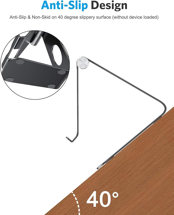 OMOTON Tablet Stand Holder Adjustable, T1 Desktop Aluminum Tablet Dock Cradle Compatible with iPad Air/Mini/Pro 11/12.9, iPad 10.2/9.7, Samsung Tab and More, Black