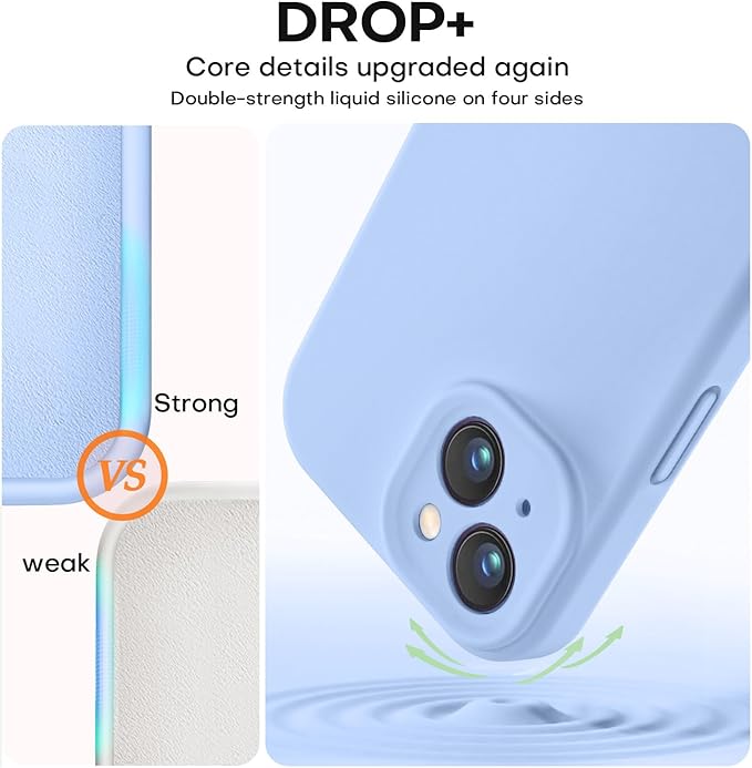 Vooii Compatible with iPhone 15 Case, Upgrade Defender Liquid Silicone, [Enhanced Camera Protection] [Soft Anti-Scratch Microfiber Lining] Shockproof Phone Case for iPhone 15 6.1 inch - Light Blue