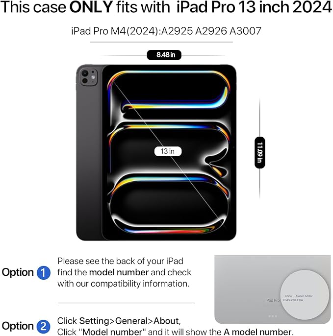 for iPad Pro 13 inch Case M4 2024, Slim Powerful Magnetic Attachment Full Corner Protective iPad Case with Auto Wake/Sleep and Hidden Pencil Holder (Concrete Gray, iPad pro 13 inch)