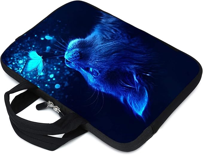 Laptop Sleeve Case 11.6" 12.1 Inch Neoprene Laptop Sleeve/Notebook Computer Pocket Case/Chromebook Case/Tablet Briefcase Carrying Bag Compatible For Men， Women ，boys， girls (blue cat)