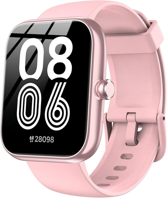 Smart Watch with Alexa Built-in, 1.83" HD Touchscreen, Bluetooth Calling Fitness Tracker, Health Monitor Heart Rate/Sleep Tracking, IP68 Waterproof, 120+ Sports Modes for Android iPhone (Pink)