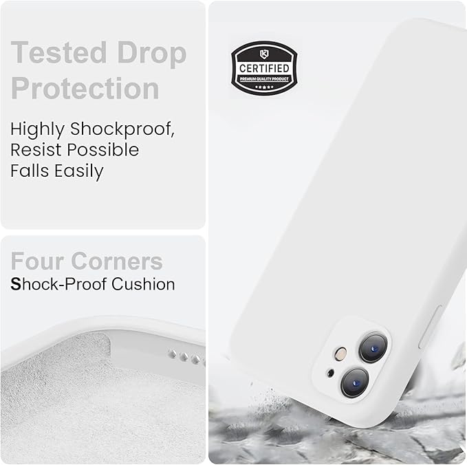 Vooii Compatible with iPhone 11 Case, Upgraded Liquid Silicone with [Flat Edges] [Camera Protection] [Soft Anti-Scratch Microfiber Lining] Phone Case for iPhone 11 6.1 inch - White