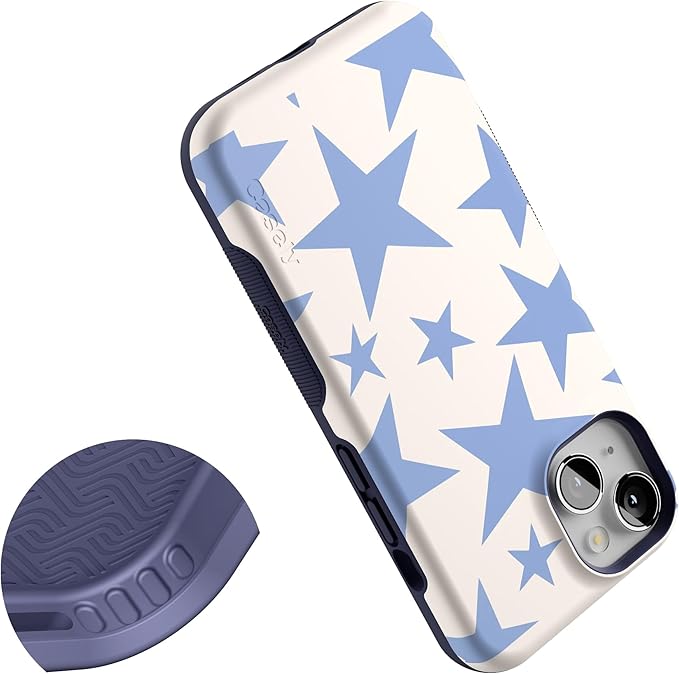 Casely iPhone 14 Case | Stars Align | Blue & White Stars | Compatible with MagSafe | Bold Protective Design