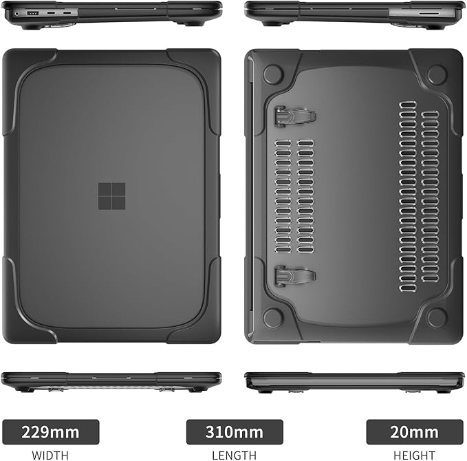 Batianda Heavy Duty Case for 13.8 inch Microsoft Surface Laptop 2024 (7th Edition) with Fold Kickstand Includes Keyboard Cover Screen Protector - Shockproof Stylish & Durable Protective Cover, Black
