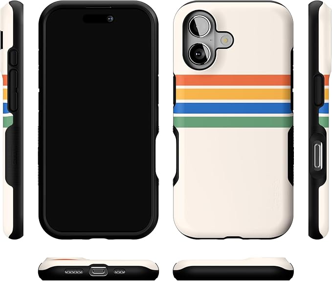 Casely iPhone 17 Case | Totally Groovy | Rainbow Stripes Color Block | Bold Protective Design | Compatible with MagSafe
