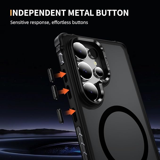 Magnetic for Samsung Galaxy S25 Ultra Case Black Fit for MagSafe Military-Grade Shockproof Protection Adjustable Kickstand Slim Matte Anti-Fingerprint Cover Men Women