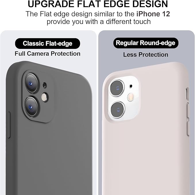 Vooii Compatible with iPhone 11 Case, Upgraded Liquid Silicone with [Flat Edges] [Camera Protection] [Soft Anti-Scratch Microfiber Lining] Phone Case for iPhone 11 6.1 inch - Dark Grey