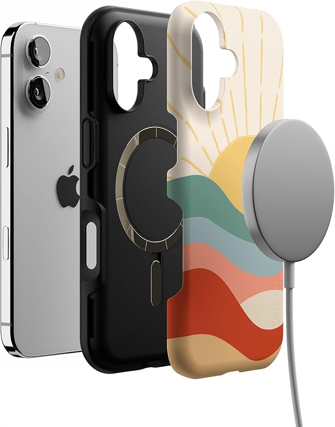 Casely iPhone 17 Case | Here Comes The Sun | Colorblock Sunset | Bold Protective Design | Compatible with MagSafe