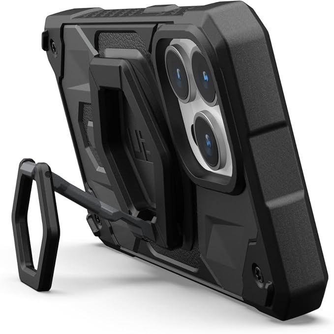 URBAN ARMOR GEAR UAG Magnetic Phone Ring Stand Compatible with MagSafe Magnet, Removable Metal Finger Ring Grip & 360 Rotation Adjustable Kickstand for iPhone 17, Galaxy S25, Black/Silver