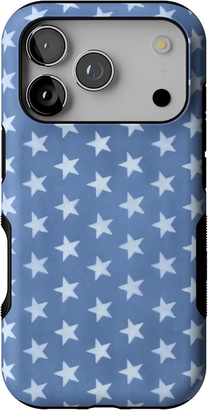 Casely iPhone 17 Pro Case | Coastal Blues | Denim Stars | Bold Protective Design | Compatible with MagSafe