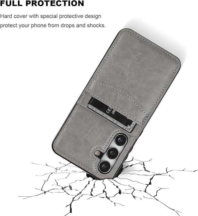 KIHUWEY for Samsung Galaxy S24 Case Wallet with Credit Card Holder, Flip Premium Leather Magnetic Clasp Kickstand Heavy Duty Protective Cover for Samsung Galaxy S24 6.2" (Gray)