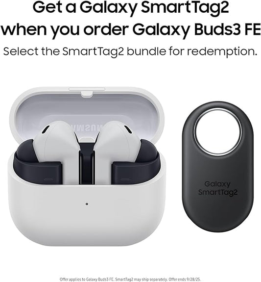 SAMSUNG Galaxy Buds 3 FE (2025) + Galaxy SmartTag2, True Wireless Bluetooth Earbuds, Active Noise Cancellation, Powerful Sound, Clear Calls, Long Lasting Battery, Gray [US Version, 2 Year Warranty]