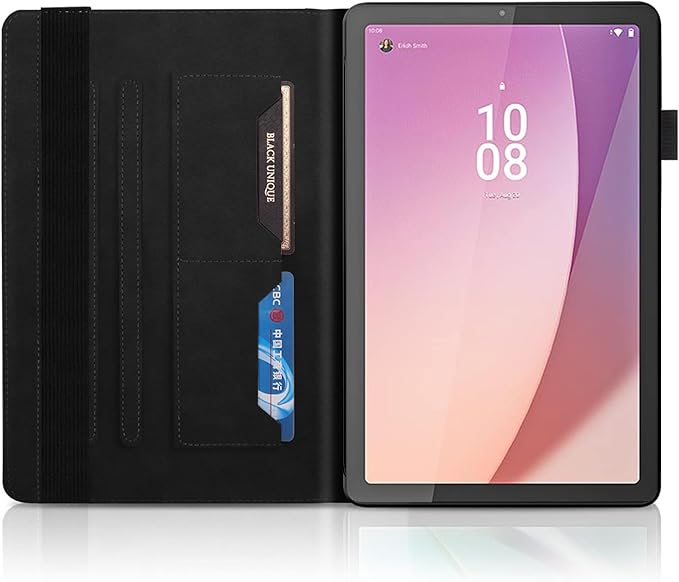 Case for Lenovo Tab M9 9.0 inch (TB-310FU, 2023 Released)，Slim Folding case Lightweight PU Leather Cover Flip Stand Shell with Card Holder for Lenovo Tab M9 9" 2023 Android Tablet-Black