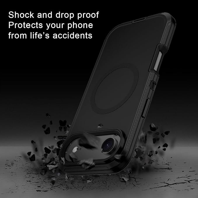 for iPhone Air Case/iPhone 17 Air Case [Compatible with MagSafe] Shockproof 3-Layer Full Body Protection [Without Screen Protector] Rugged Heavy Duty Cover for Apple iPhone Air 6.5",Black