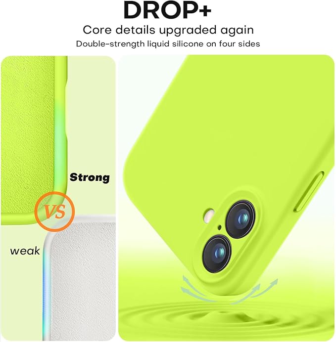 Vooii Compatible with iPhone 16 Plus Case, Liquid Silicone Upgrade [Camera Protection] [Soft Anti-Scratch Microfiber Lining] Shockproof Phone Case for iPhone 16 Plus 6.7 inch - Fluorescent Green