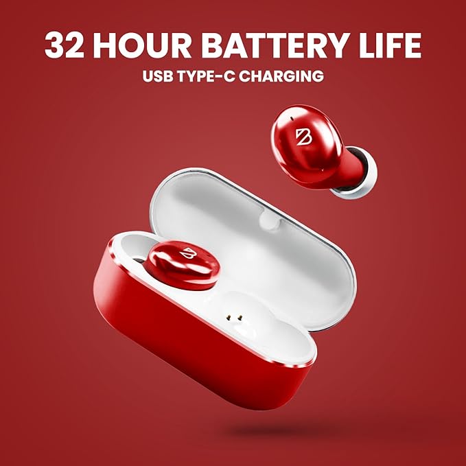 Back Bay Audio Tempo 30 Wireless Earbuds for Small Ears - Award-Winning Sound, Sweatproof Bluetooth Earbuds, Comfortable Ear Buds for Women, Red Earphones Small Ear Canals, Long Battery Headphones