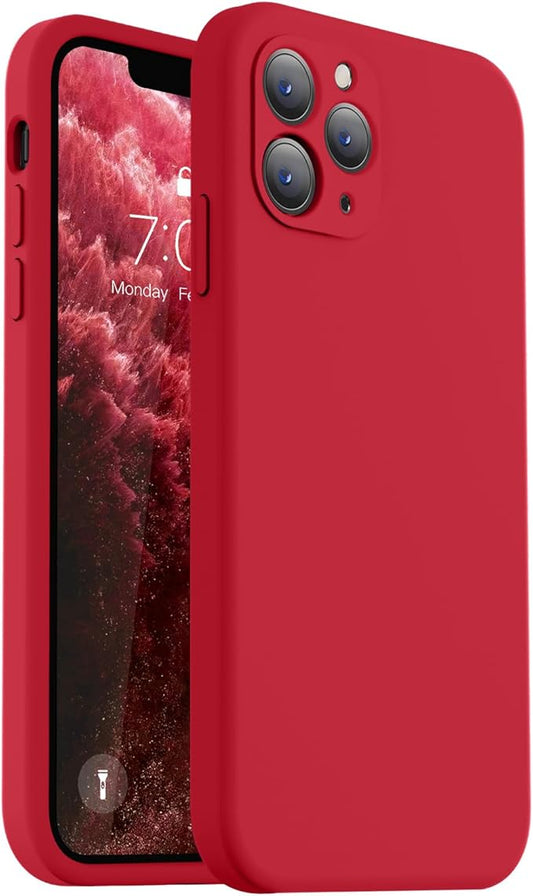 Vooii Compatible with iPhone 11 Pro Case, Upgraded Liquid Silicone with [Flat Edges] [Camera Protection] [Soft Anti-Scratch Microfiber Lining] Phone Case for iPhone 11 Pro 5.8 inch - Red