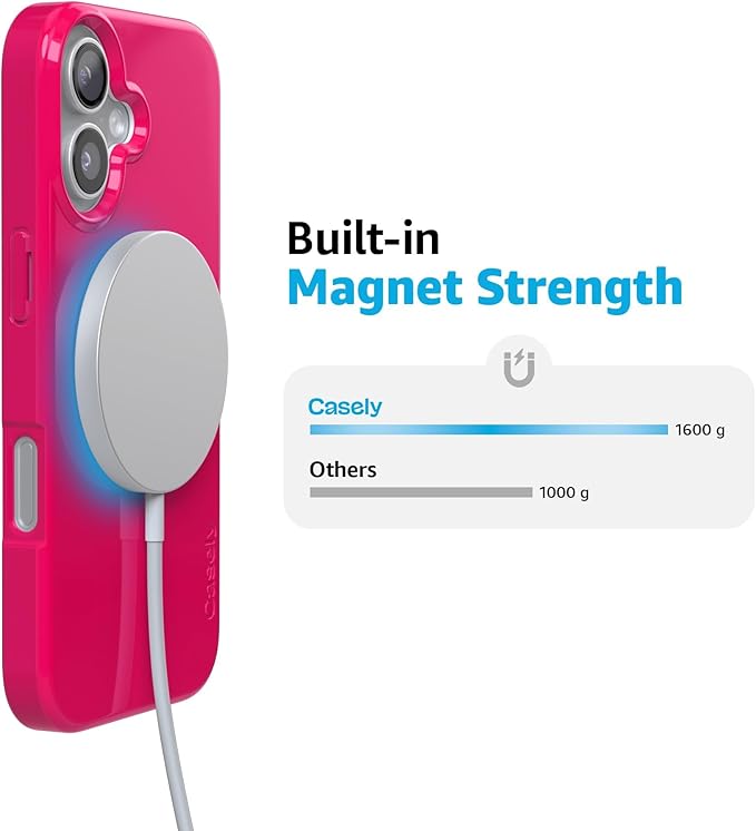 Casely iPhone 17 Case | Think Pink | Solid Neon Pink | Compatible with MagSafe | Classic Ultra Slim Design