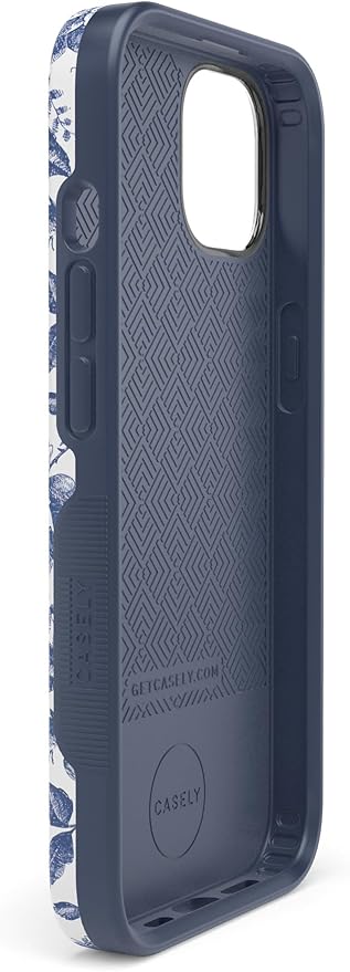 Casely iPhone 14 Case | Rose to Fame | Blue & White Rose Floral | Compatible with MagSafe | Bold Protective Design