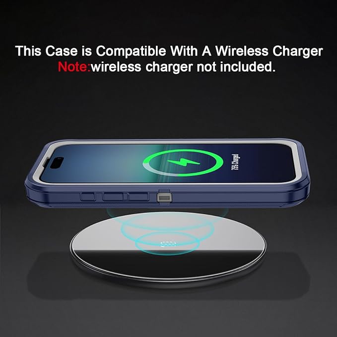 for iPhone 15 Pro Case Shockproof Dust/Drop Proof 3-Layer Full Body Protection [Without Screen Protector] Rugged Heavy Duty Cover Case for Apple iPhone 15 Pro 6.1" 2023,Blue/Grey