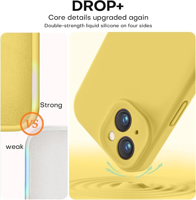 Vooii Compatible with iPhone 13 Case, Liquid Silicone Upgrade [Camera Protection] [Soft Anti-Scratch Microfiber Lining] Shockproof Phone Case for iPhone 13 6.1 inch - Canary Yellow