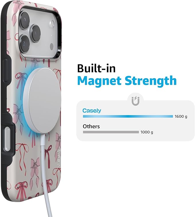Casely iPhone 17 Pro Case | Lover Girlie | Pink Bows | Compatible with MagSafe | Bold Protective Design