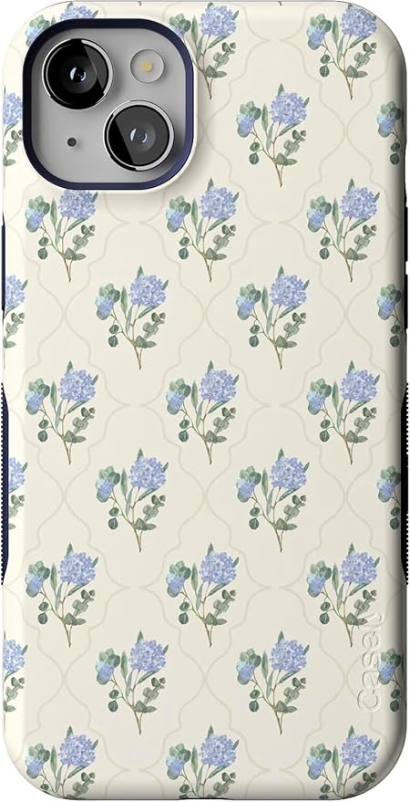 Casely iPhone 14 Case | Vintage Garden | Blue Hydrangea | Bold Protective Design | Compatible with MagSafe