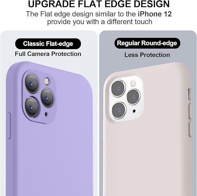 Vooii Compatible with iPhone 11 Pro Max Case, Upgraded Liquid Silicone with [Flat Edges] [Camera Protection] [Soft Anti-Scratch Microfiber Lining] Phone Case for iPhone 11 Pro Max - Light Purple