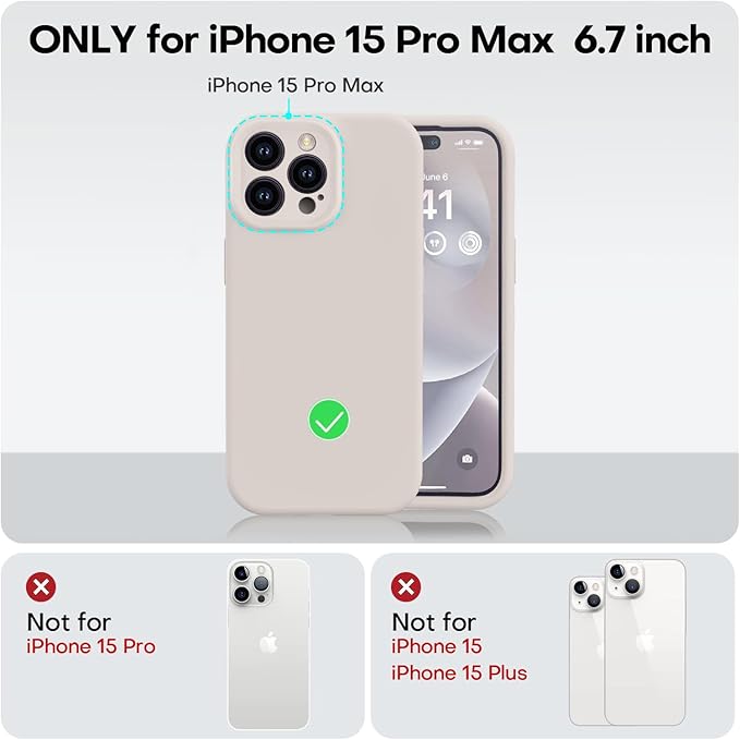 Vooii Compatible with iPhone 15 Pro Max Case, Upgraded Premium Silicone, [Camera Protection] [Soft Anti-Scratch Microfiber Lining] Shockproof Phone Case for iPhone 15 Pro Max 6.7 inch - Stone