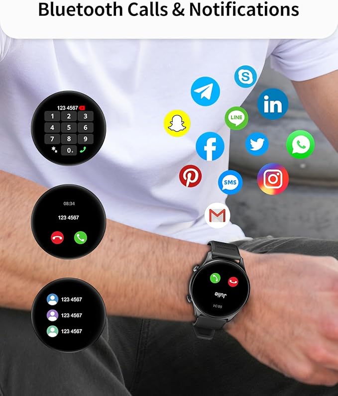 RIVERSONG Smart Watch for Men Women (Answer/Make Call) Compatible with iPhone/Android Phones, 1.52" Fitness Tracker with Heart Rate, Sleep and Blood Oxygen Monitor, 100+ Sport Modes, Pedometer, Black