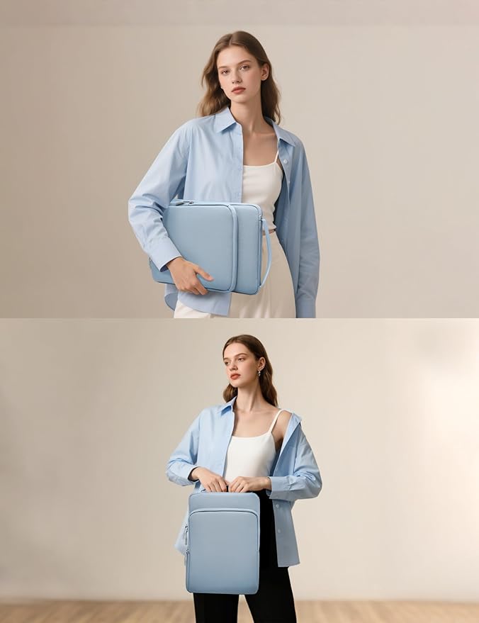 HHYZUO 14-15 Inch Laptop Bag Sleeve for MacBook Air 15 M4 M3 M2, MacBook Pro 15, XPS 14/15 Plus, 15" Surface Laptop, Notebook Case for 14" Dell HP Lenovo ThinkPad Asus Acer Huawei, Pale Blue