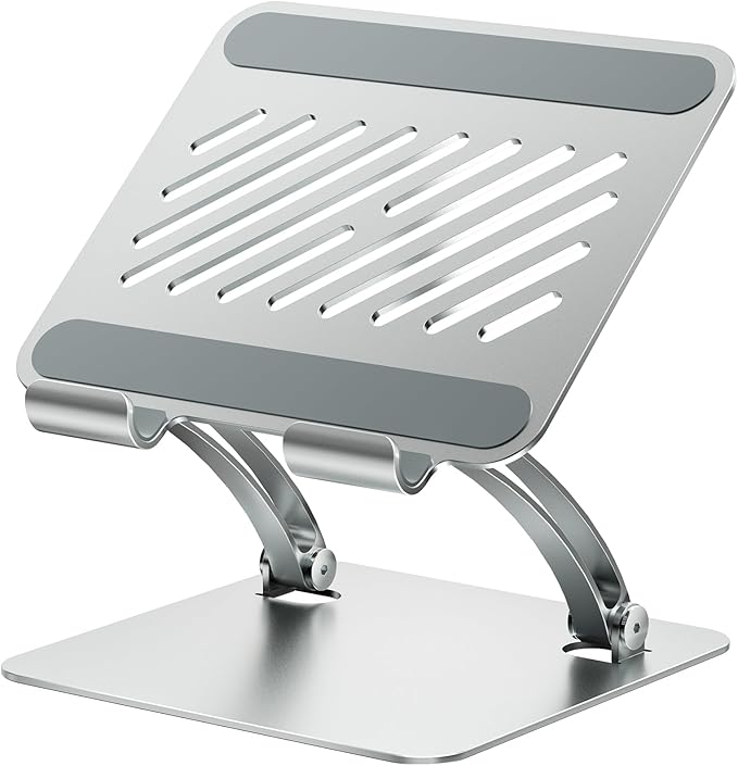 tounee Tablet Holder Stand, Dual Rod Adjustable Aluminum Desktop Stand, Compatible with 4.7-16.5" iPads, Surface Tablets, Portable Monitors, Kindle & More (Silver)