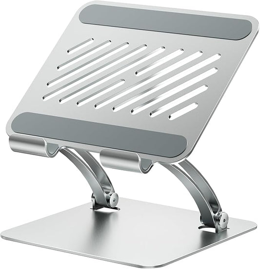 tounee Tablet Holder Stand, Dual Rod Adjustable Aluminum Desktop Stand, Compatible with 4.7-16.5" iPads, Surface Tablets, Portable Monitors, Kindle & More (Silver)