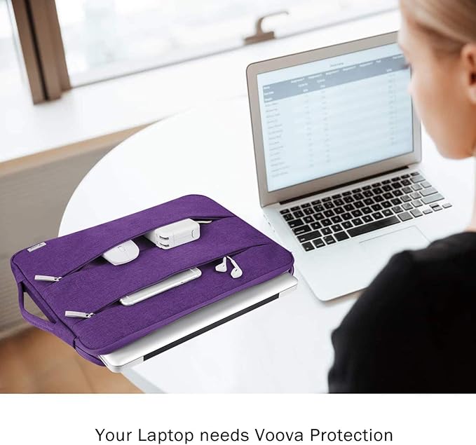Voova 15.6 16 Inch Laptop Sleeve Case Compatible with MacBook Pro 16 M1/M2/M3/M4 Max 2019-2025, 15.6-16” Hp Lenovo Acer Asus, Waterproof Slim Computer Bag Cover with Handle, Purple