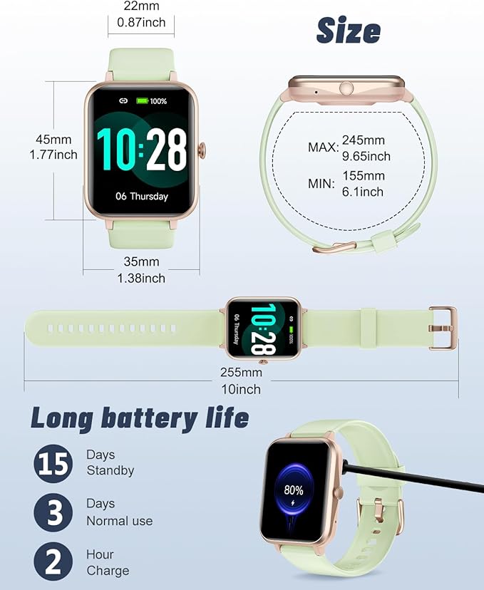 GRV Smart Watch for iOS and Android Phones (Answer/Make Calls), Watches for Men Women IP68 Waterproof Smartwatch Fitness Tracker Watch with Heart Rate/Sleep Monitor Steps Calories Counter (Aqua-Gold)