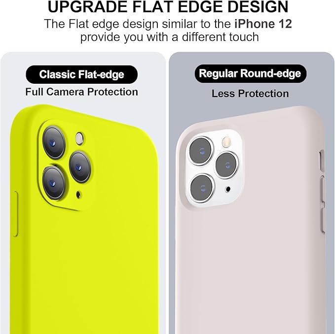 Vooii Compatible with iPhone 11 Pro Case, Upgraded Liquid Silicone with [Flat Edges] [Camera Protection] [Soft Anti-Scratch Microfiber Lining] Phone Case for iPhone 11 Pro 5.8 inch - Neon Lemon