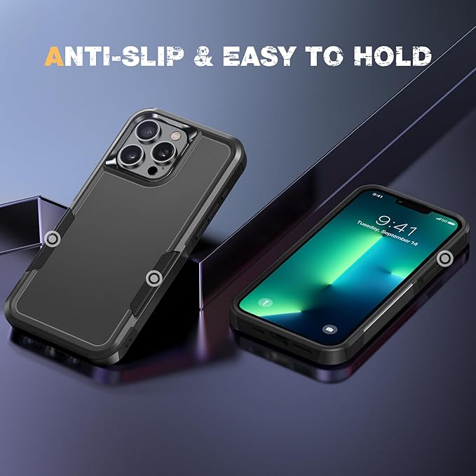 Diaclara Designed for iPhone 13 Pro Case, [with Privacy Screen Protector] [Anti Spy] [Military Grade Drop Protection] Heavy Duty Full-Body Shockproof Phone Case, Black