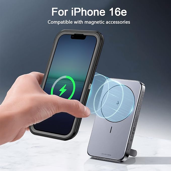 for iPhone 16e Case [Compatible with MagSafe] Shockproof 3-Layer Full Body Protection [Without Screen Protector] Rugged Heavy Duty Cover Case for Apple iPhone 16e 6.1" 2025,Black/Grey