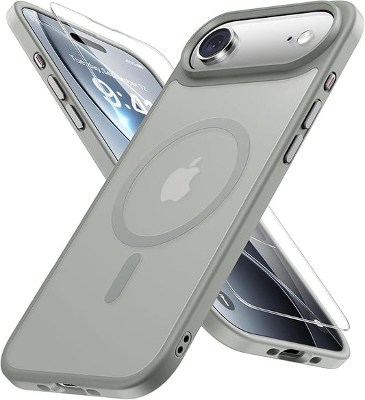 Miracase Magnetic for iPhone Air Case 2025 with Screen Protector(Compatible with MagSafe), Slim Thin Translucent Matte Military-Grade Protected Phone Cover for iPhone 17 Air 6.5" Armbands, Light Gray