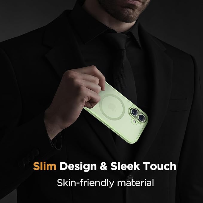 Miracase Magnetic for iPhone 17 Case (Compatible with MagSafe) with Screen Protector Military-Grade Protection, Anti-Fingerprint Translucent Matte Phone Cover for iPhone 17 6.3 inch, Matcha Green