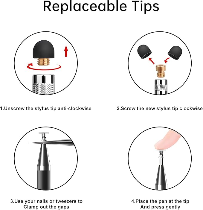 Bopomofo Stylus (10 Pcs), 2-in-1 Stylus Pen for Touchscreen, High Precision and Sensitivity, Suitable for iPhone/ipad/Android Tablets, Compatible with All Touch Screens,Black/White