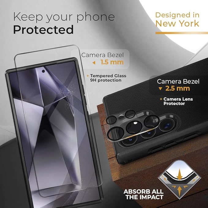 MOTIVE Compatible with Samsung Galaxy s24 Ultra Case with Belt Clip, [10FT Military Grade] with Screen Protector & Camera Lens Protector for s24 Ultra Holster Case 6.8” | Ranger V2 Black